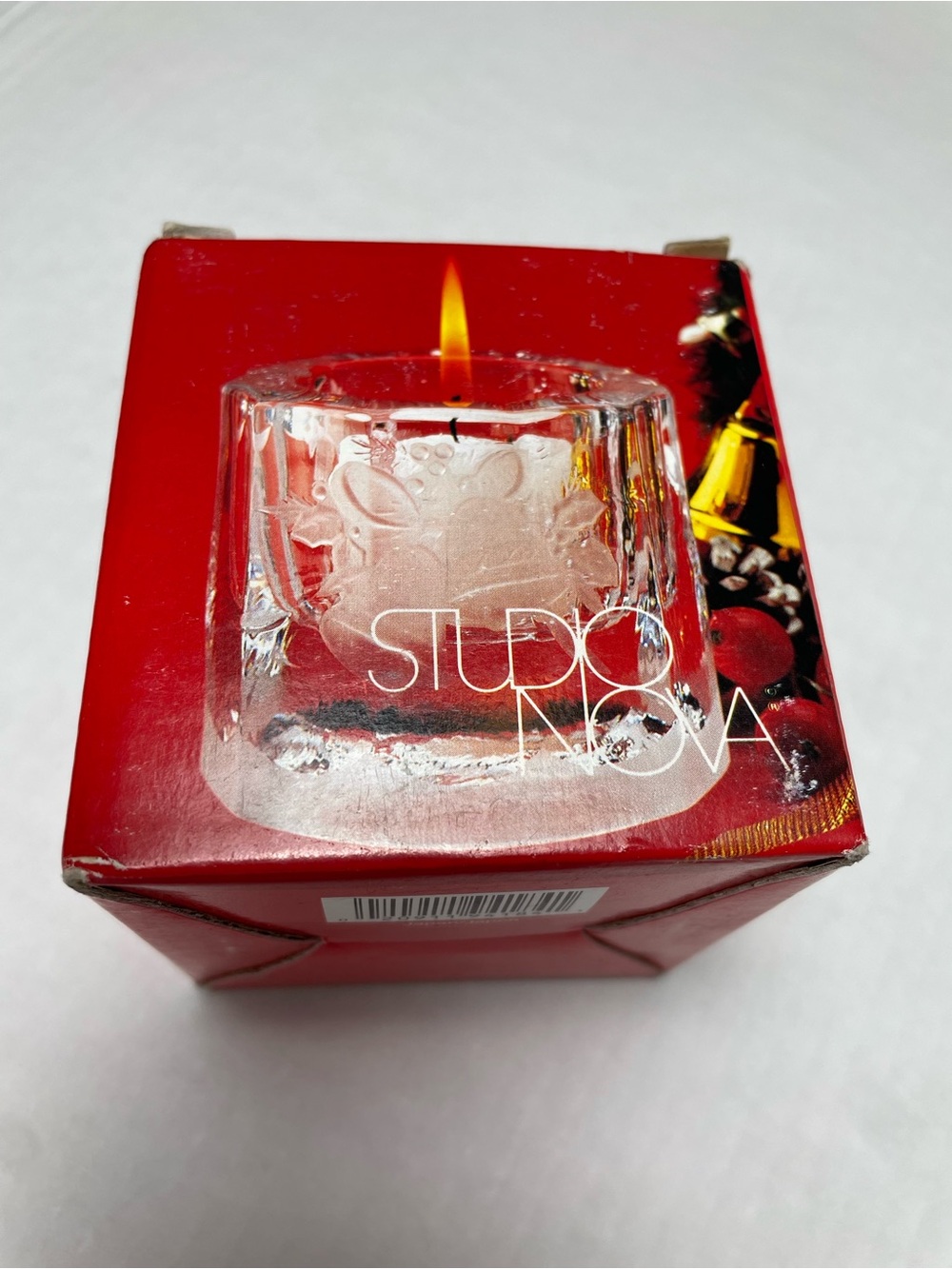 Studio Nova Holiday Bells Votive Candle Holder Crystal Frosted Christmas